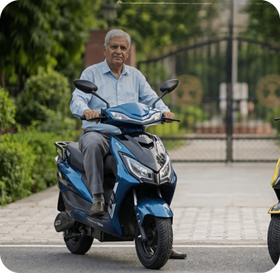 Electric scooter rider supported by Hermes EV after-sales service